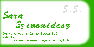 sara szimonidesz business card